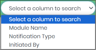 Select a column to search Drop-Down - Notification - CyLock